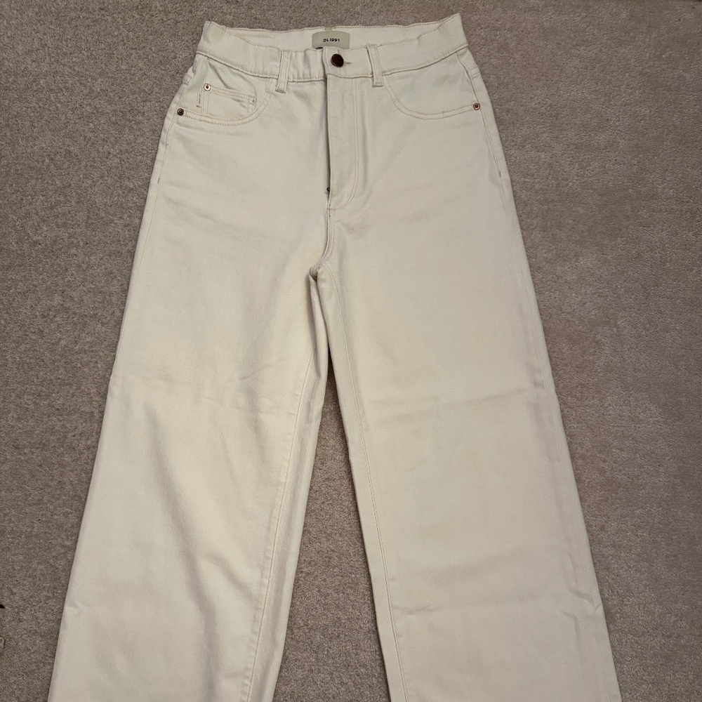 DL1961 Hepburn Wide-Leg Jeans in Cream